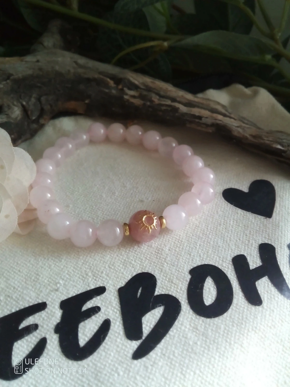 Bracelet pierres naturelles quartz rose et rhodonite – photo 2
